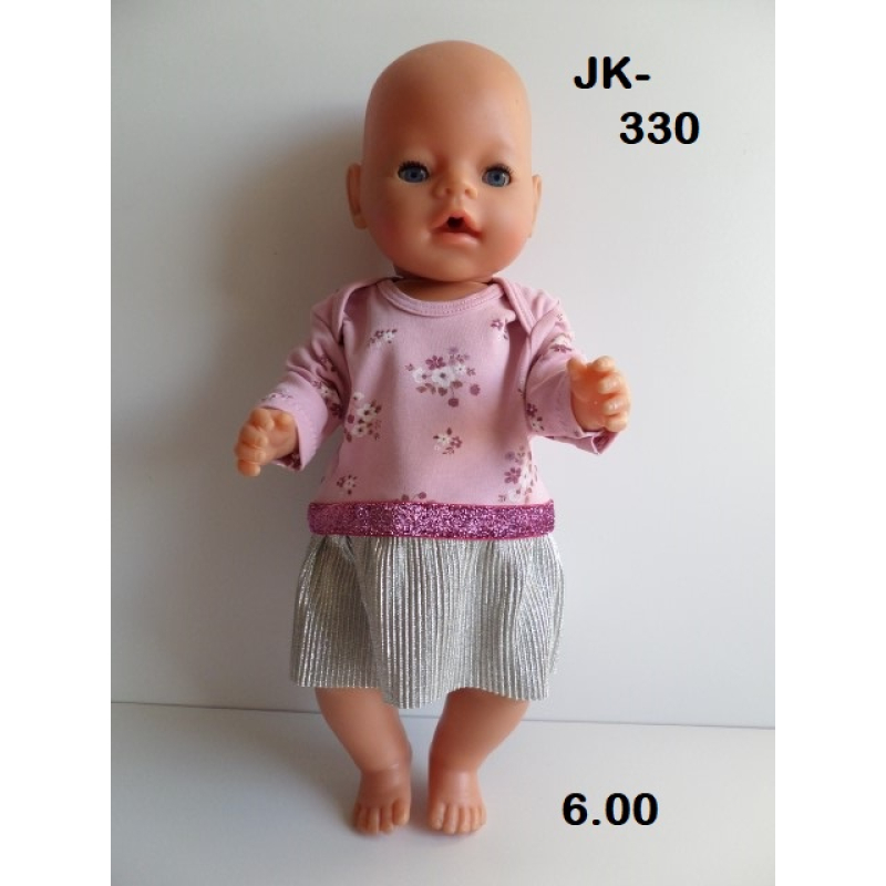 Jurk rose met zilver plisee rok